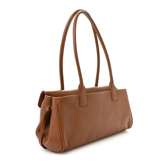 Grained Calfskin Stitched Urban Essentials Small Camel