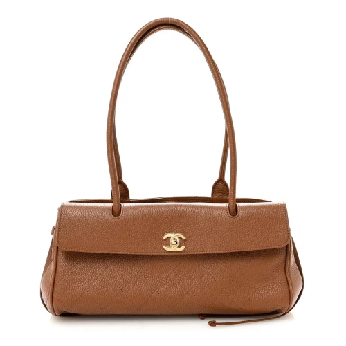 Grained Calfskin Stitched Urban Essentials Small Camel