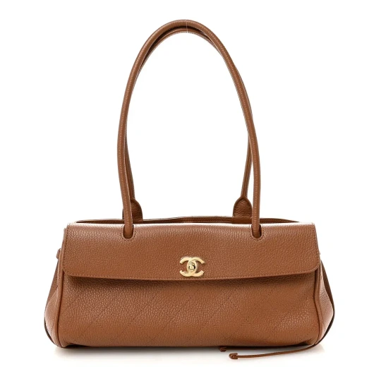 Grained Calfskin Stitched Urban Essentials Small Camel