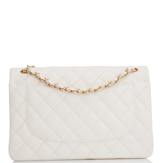 Jumbo Classic Double Flap Bag White Caviar Gold Hardware