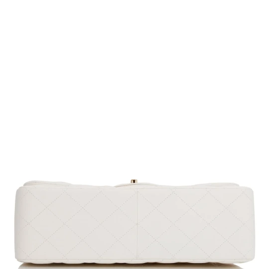 Jumbo Classic Double Flap Bag White Caviar Gold Hardware