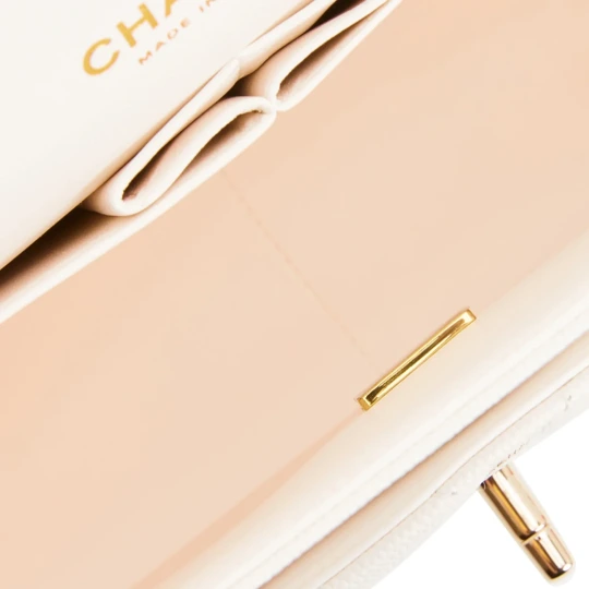 Jumbo Classic Double Flap Bag White Caviar Gold Hardware
