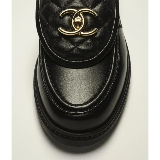 Lambskin Black Moccasins