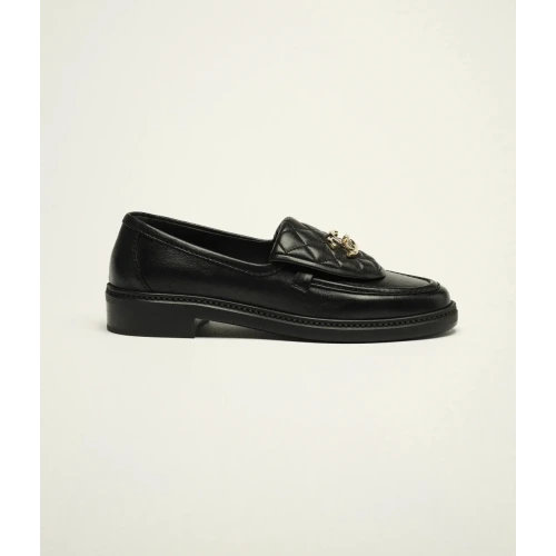Lambskin Black Moccasins