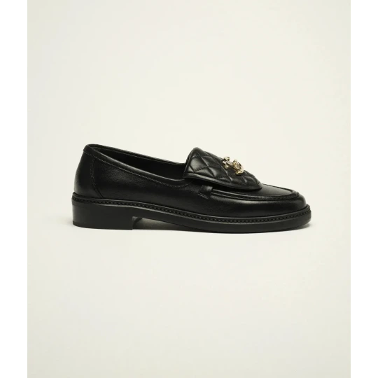 Lambskin Black Moccasins