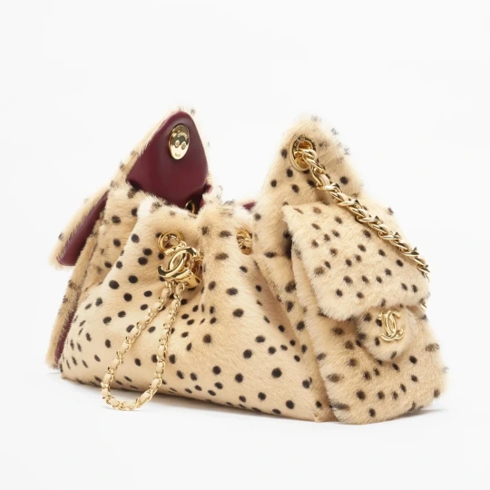 Lambskin & Gold-Tone Beige & Black 25 Mini Handbag