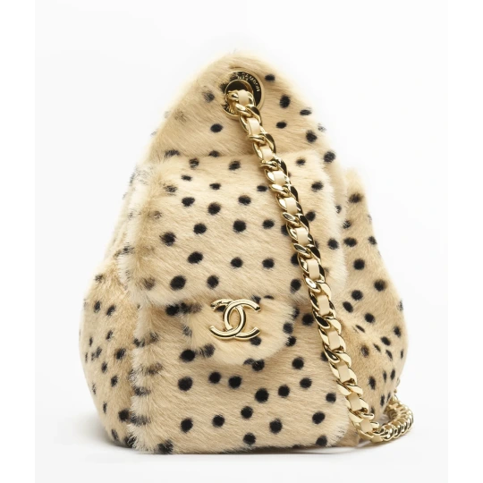 Lambskin & Gold-Tone Beige & Black 25 Mini Handbag