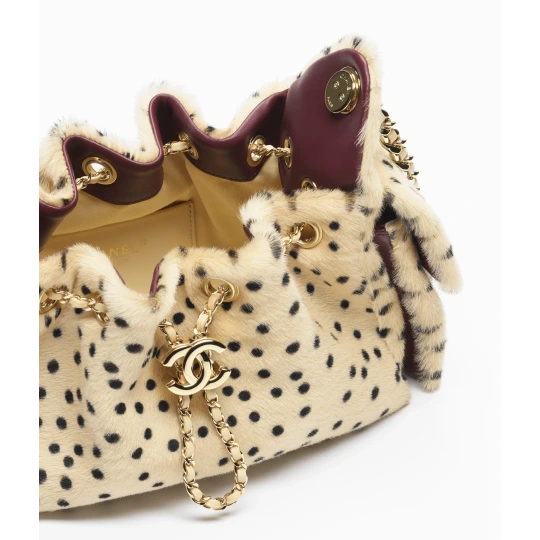 Lambskin & Gold-Tone Beige & Black 25 Mini Handbag