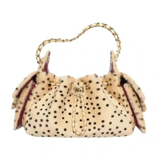 Lambskin & Gold-Tone Beige & Black 25 Mini Handbag