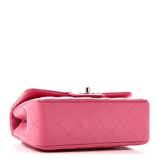 Lambskin Quilted Mini Rectangular Flap Pink Bag