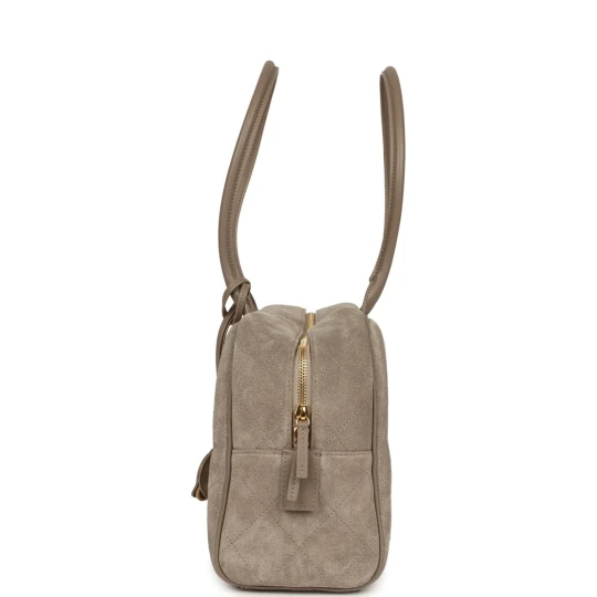 Large “Perfect Bowling” Bag Dark Beige Gold Hardware