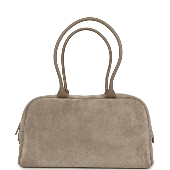 Large “Perfect Bowling” Bag Dark Beige Gold Hardware