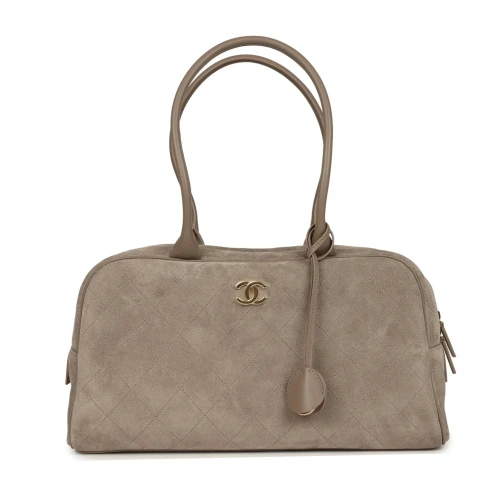 Large “Perfect Bowling” Bag Dark Beige Gold Hardware