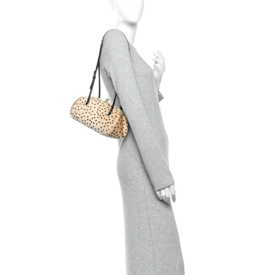 Pony Hair Cheetah Print Clutch Light Beige Bag