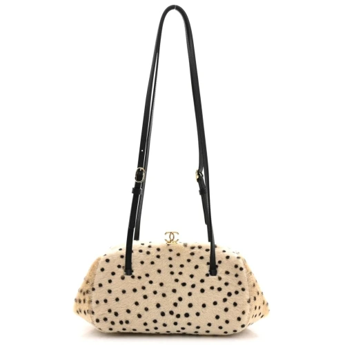 Pony Hair Cheetah Print Clutch Light Beige Bag