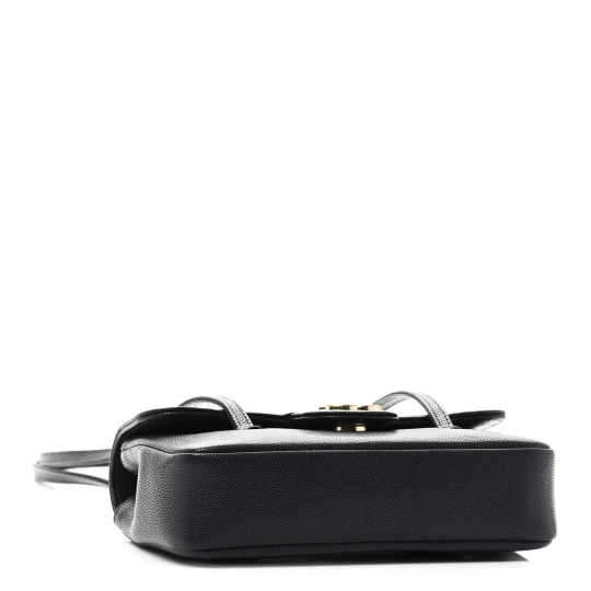 Shiny Caviar Mini Preppy Coco Shoulder Bag Dark Blue