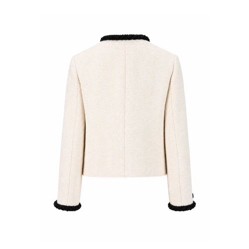Tweed Jacket-Style Cardigan with Braid Trim