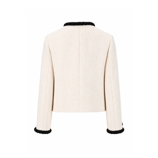 Tweed Jacket-Style Cardigan with Braid Trim