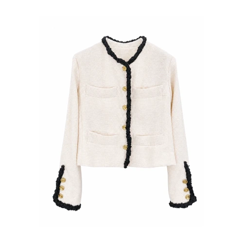 Tweed Jacket-Style Cardigan with Braid Trim