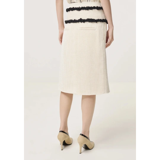 Tweed Wrap Mini Skirt with Braid Trim