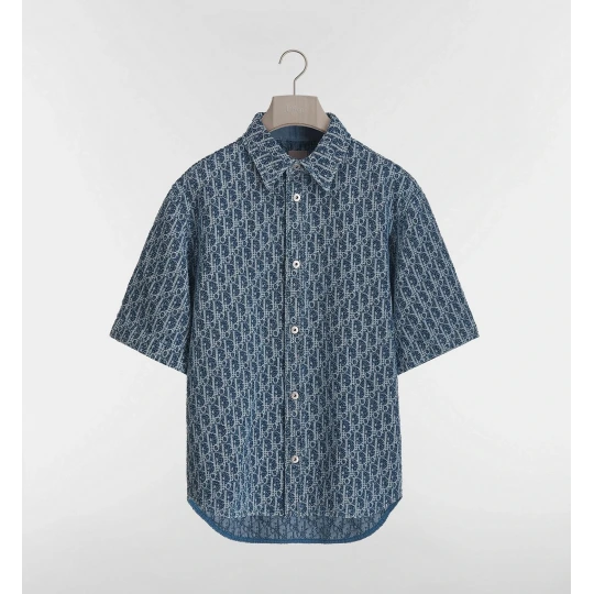 Blue Oblique Short-Sleeved Shirt