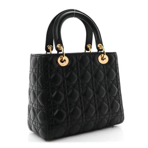 Lambskin Cannage Medium Lady Dior Black