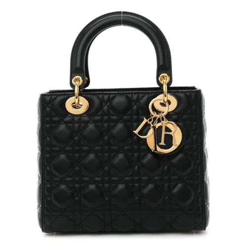 Lambskin Cannage Medium Lady Dior Black