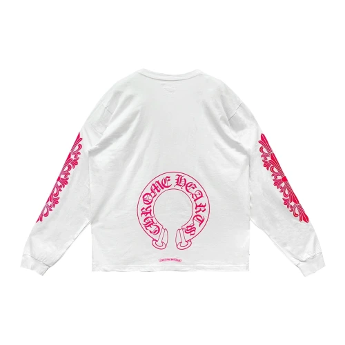 Pink Horseshoe White Long Sleeve Tee