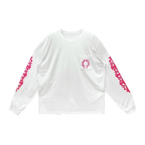 Pink Horseshoe White Long Sleeve Tee