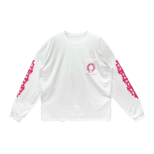 Pink Horseshoe White Long Sleeve Tee