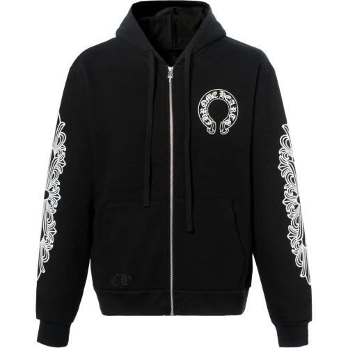 Horseshoe-print zip-up hoodie