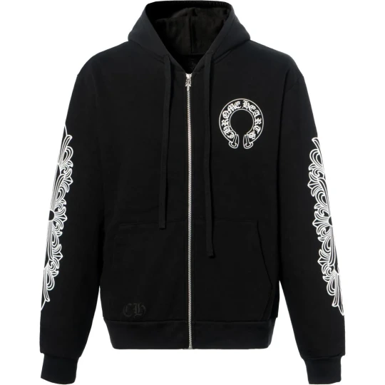 Horseshoe-print zip-up hoodie