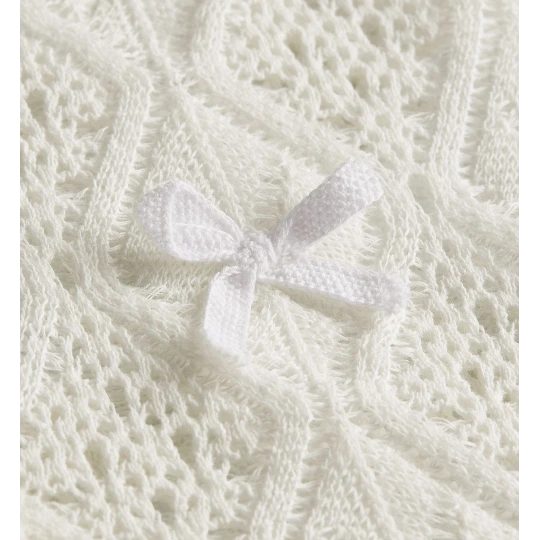 Dioriviera Embroidered Cardigan Ecru Openwork Cotton Knit