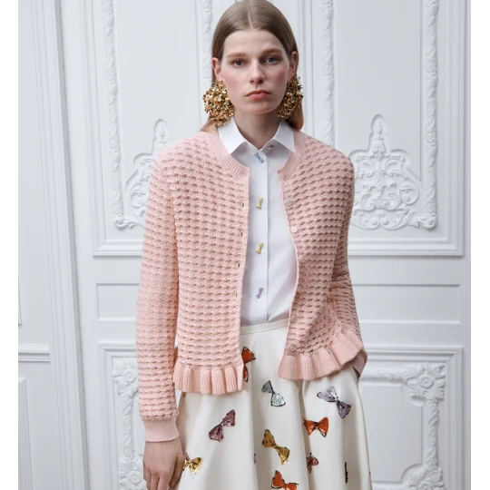 Dioriviera Fitted Cardigan Pink Cotton Crochet