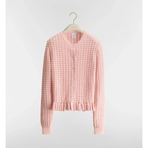 Dioriviera Fitted Cardigan Pink Cotton Crochet