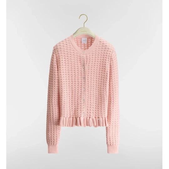 Dioriviera Fitted Cardigan Pink Cotton Crochet