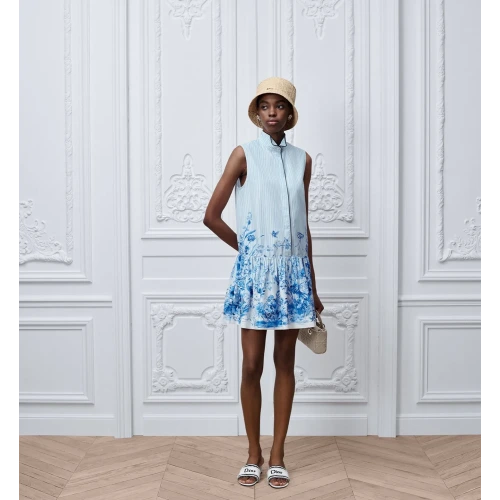 Dioriviera Short Flared Dress Blue Floral