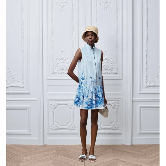 Dioriviera Short Flared Dress Blue Floral