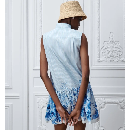 Dioriviera Short Flared Dress Blue Floral