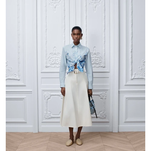 Dioriviera Tied Cropped Blouse Blue Toile