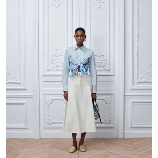 Dioriviera Tied Cropped Blouse Blue Toile
