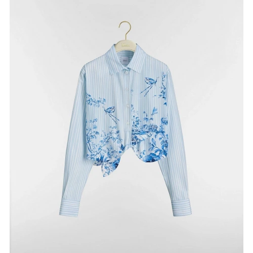 Dioriviera Tied Cropped Blouse Blue Toile