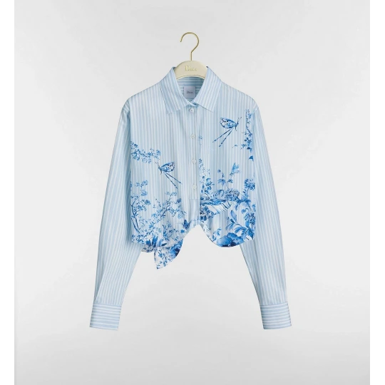 Dioriviera Tied Cropped Blouse Blue Toile