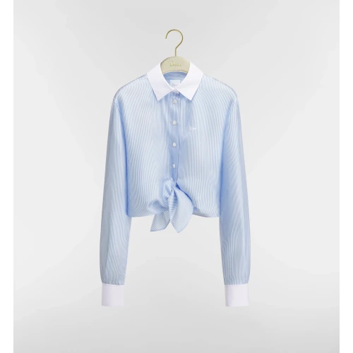 Dioriviera Tied Cropped Blouse Blue Silk