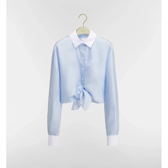 Dioriviera Tied Cropped Blouse Blue Silk