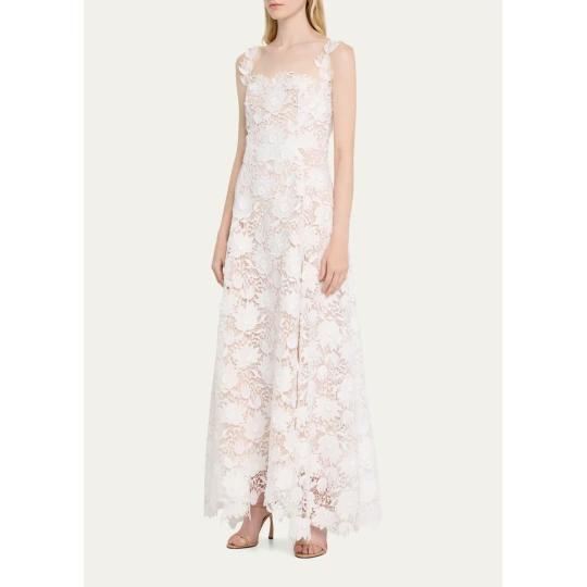 Water Lily Guipure Lace Maxi Dress