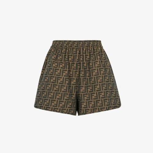 FF Jacquard Canvas Shorts Brown