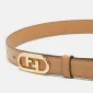 Beige Leather FF Oval Sim Belt