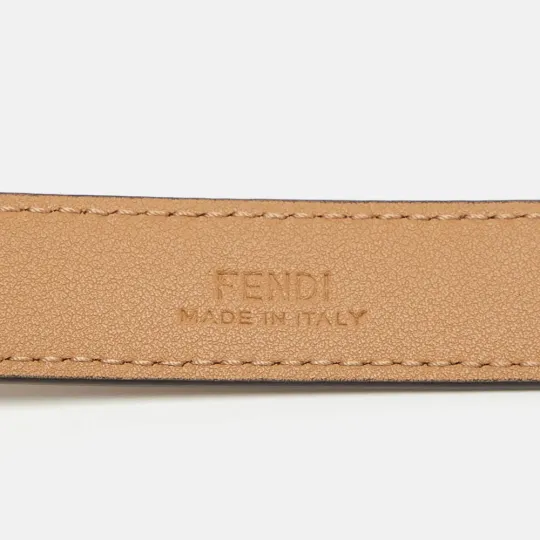 Beige Leather FF Oval Sim Belt