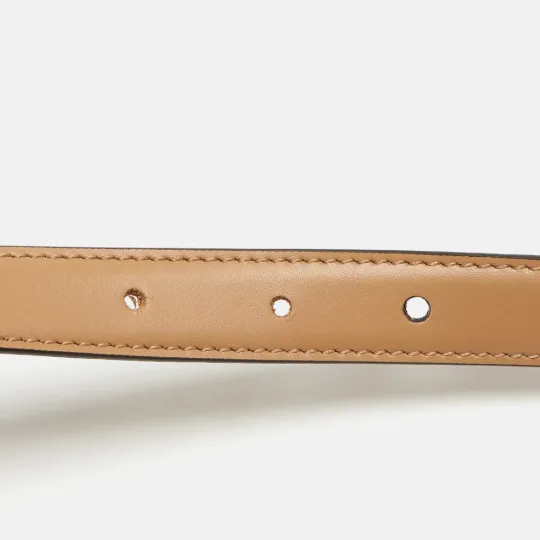 Beige Leather FF Oval Sim Belt